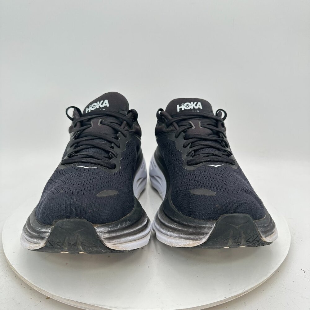 Hoka One One Bondi 8 Women Size 9.5B 1127952 BWHT Black White Running Shoes - Picture 2 of 11